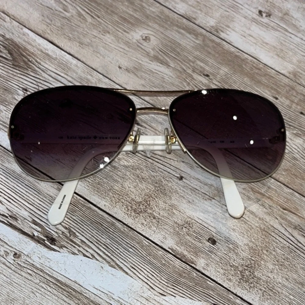 Kate spade Beryl/S small aviator Sunglasses white/gold glitter & gradient lens